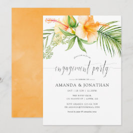 Invitation Watercolor Tropical Floral Beach Engagement Party