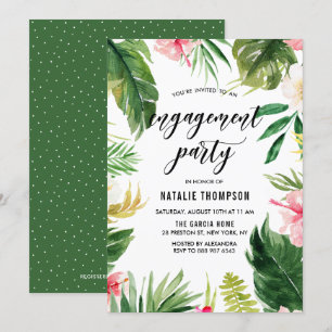 Invitation Watercolor Tropical Floral Frame Engagement