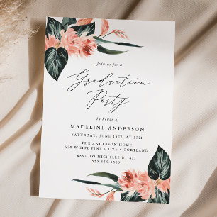 Invitation Watercolor Tropical Floral Graduation Party