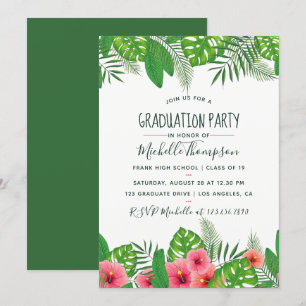 Invitation Watercolor tropicale Graduation Party