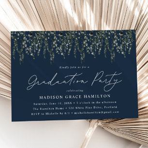 Invitation Watercolor Vines Marine Graduation Party