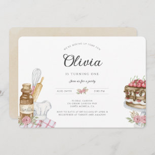 Invitation Watercolor Vintage Boho Baking Anniversaire