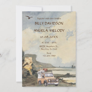 Invitation Watercolor vintage plage et mariage de risque