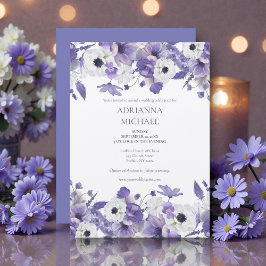Invitation Watercolor Violet Flowers Wedding