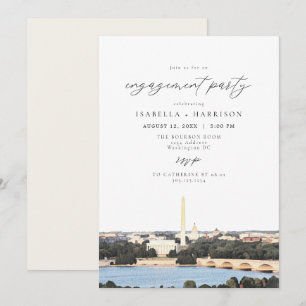 Invitation Watercolor Washington DC Monument Engagement Party
