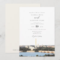 Watercolor Washington DC Monument Skyline Mariage