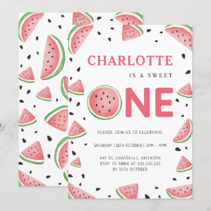Invitation Watercolor Watermelon 1er Summer Anniversaire