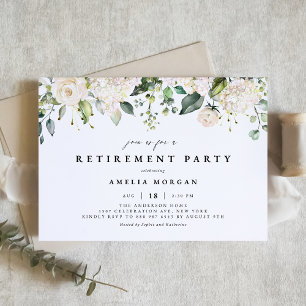 Invitation Watercolor White Rose & Hydrangea Retraite Party