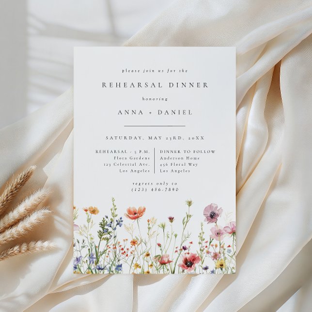 Invitation Watercolor Wildflower Wedding Rehearsal Dinner (Créateur téléchargé)
