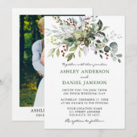 Watercolor Winter Greenery Mariage photo