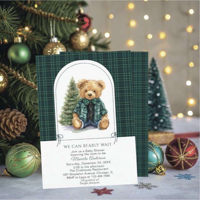 Invitation Watercolor  Winter  Teddy bear ChristmasInvitation (Créateur téléchargé)