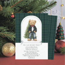 Watercolor Winter Teddy bear ChristmasInvitation