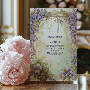 Invitation Watercolor Wisteria Blooms Mariage romantique