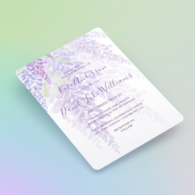 Invitation Watercolor Wisteria Blooms Mariage romantique (Créateur téléchargé)