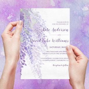 Invitation Watercolor Wisteria Blooms Mariage romantique