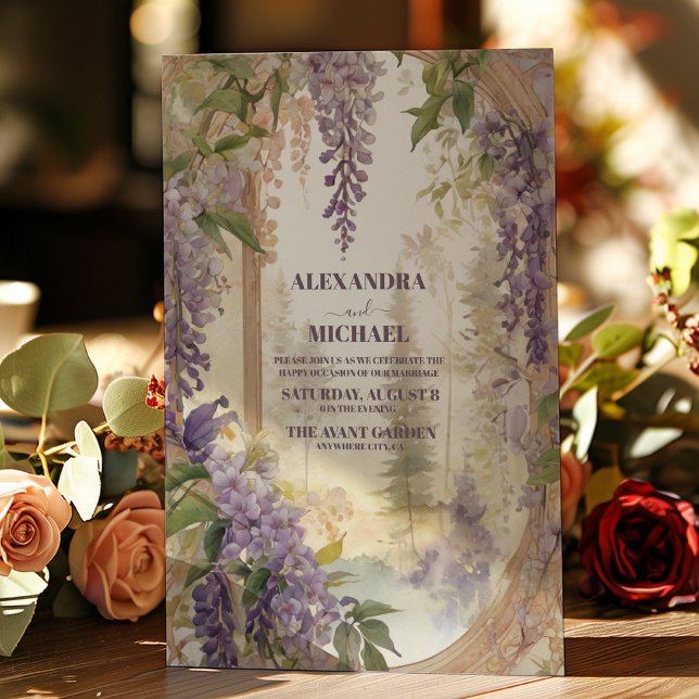 Invitation Watercolor Wisteria Floral Mariage élégant (Créateur téléchargé)