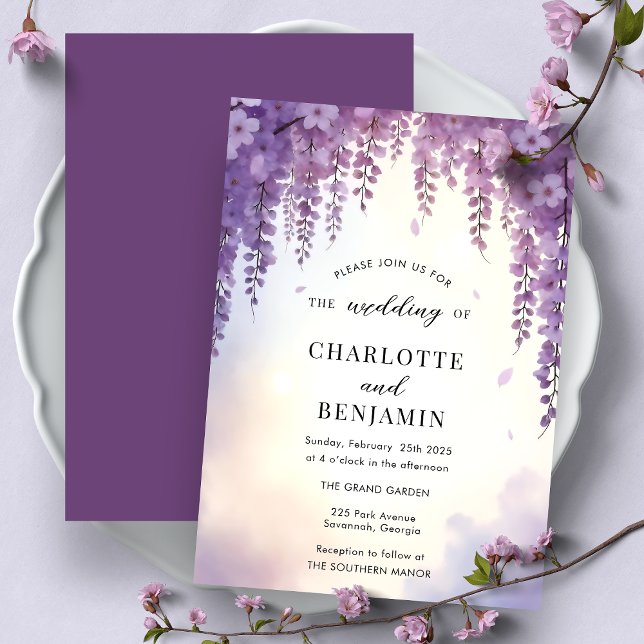 Invitation Watercolor Wisteria Floral Mariage élégant (Créateur téléchargé)