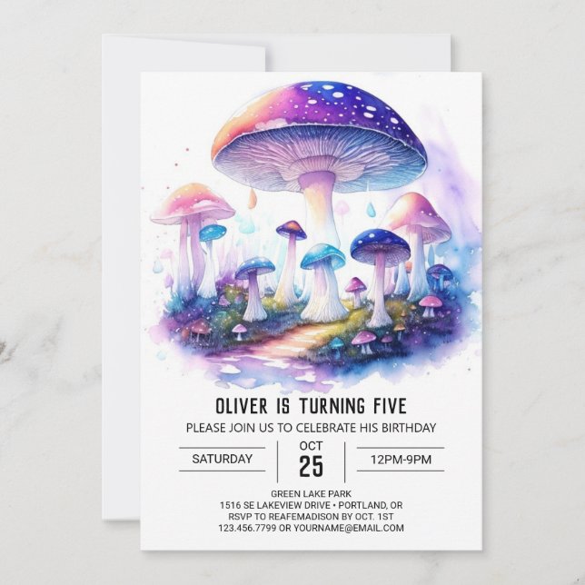 Invitation Watercolor Wonderland Champhroom Anniversaire (Devant)