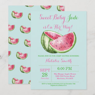 Invitation Watermelon Baby shower Aqua Turquoise Turquoise