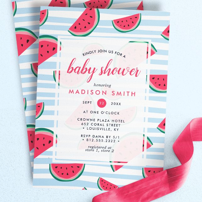 Invitation Watermelon Baby shower de fruits vert rose d'été (Créateur téléchargé)