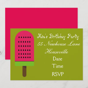Invitation Watermelon bloc de glace popsicle girl Party