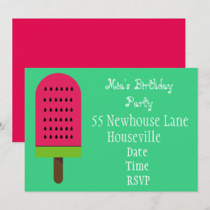Invitation Watermelon bloc de glace popsicle girl Party
