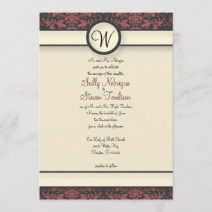 Invitation Watermelon & Cream Mariage damassé