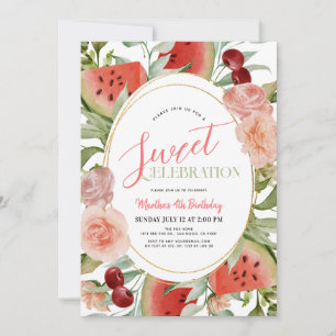Invitation Watermelon Floral Sweet Celebration Fille Annivers