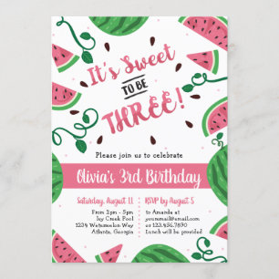 Invitation Watermelon troisième fête d'anniversaire Invitatio