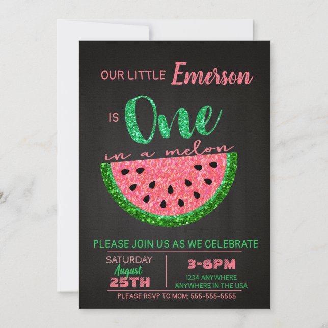Invitation Watermelon, une Parties scintillant d'invitation à (Devant)