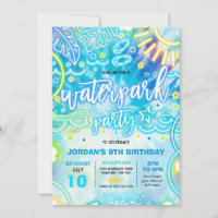 Waterpark Splash Pad Anniversaire Fête Tie Dye Glo