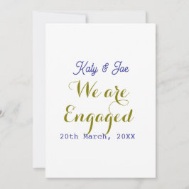 Invitation We are Engaged purple gold name date elegant simpl