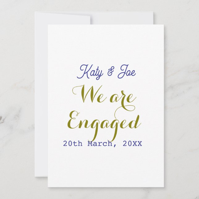 Invitation We are Engaged purple gold name date elegant simpl (Devant)