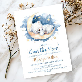 Invitation We are Over the Moon Teddy Bear Baby Shower
