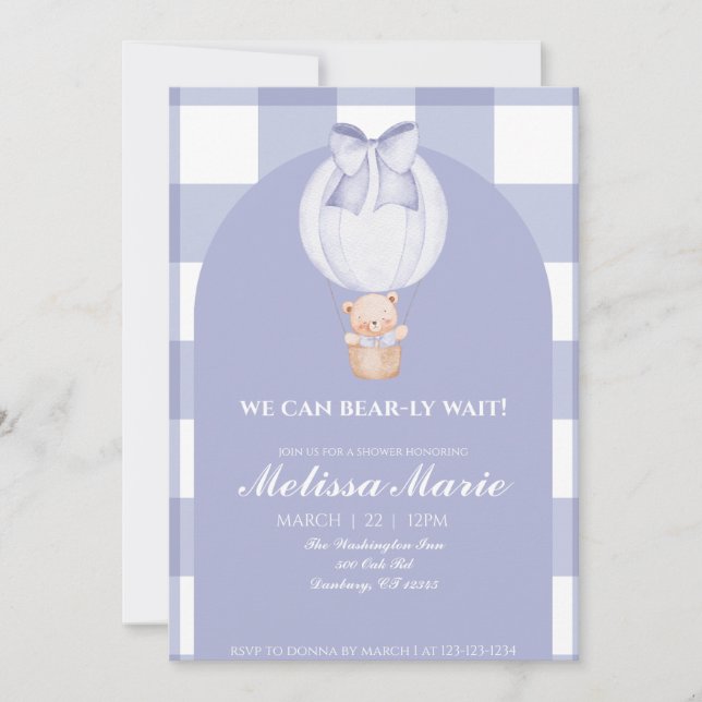 Invitation We Can Bear-ly Wait Baby Shower Invite (Devant)