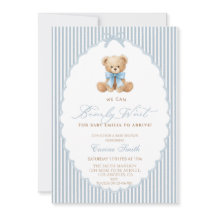 We Can Bearly Wait blue bow Boy Baby Shower