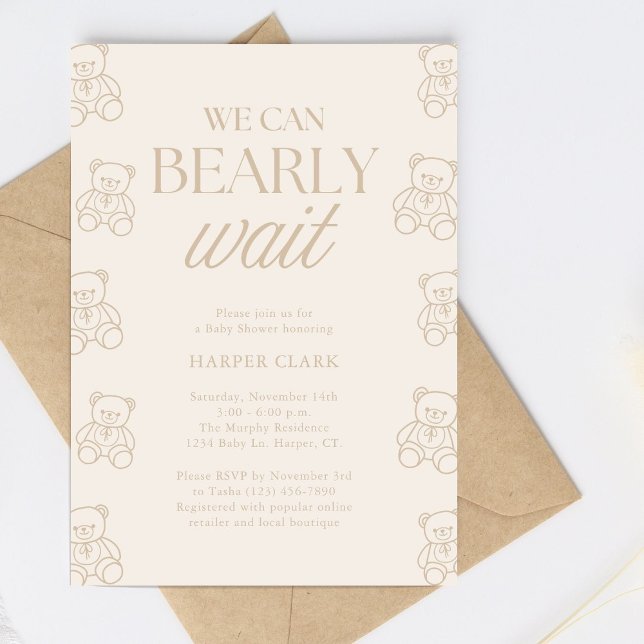 Invitation We Can Bearly Wait Gender Neutral Baby Shower (Créateur téléchargé)