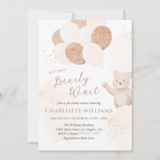 Invitation We Can Bearly Wait | Teddy Bear Baby Shower