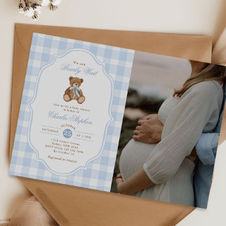Invitation We Can Bearly Wait Teddy Bear Baby Shower Photo