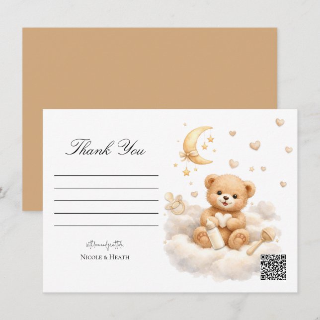 Invitation We can Bearly Wait Teddy Bear Thank You Card (Devant / Derrière)