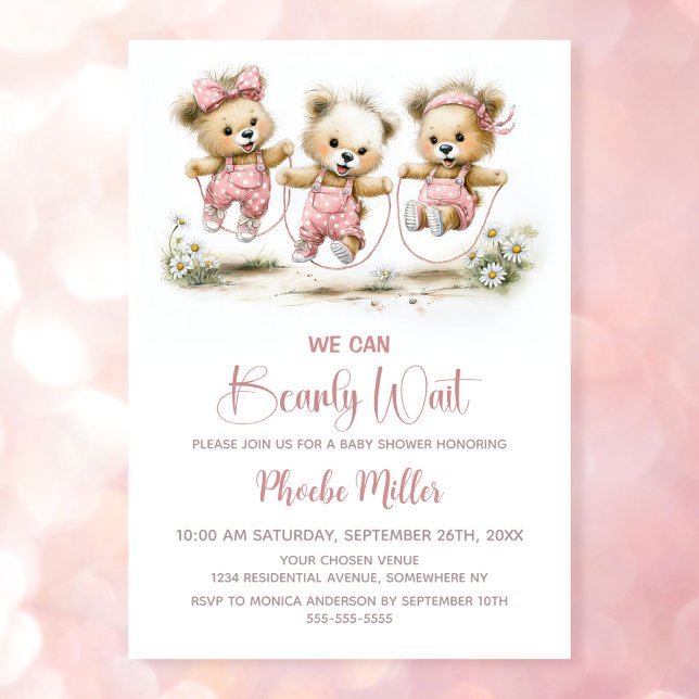 Invitation We Can Bearly Wait Teddy Bears with Jump Ropes (Créateur téléchargé)