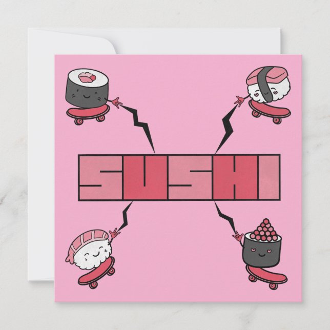 Invitation We Love Sushi - Sushi Love - ASL ILY Obsession (Devant)