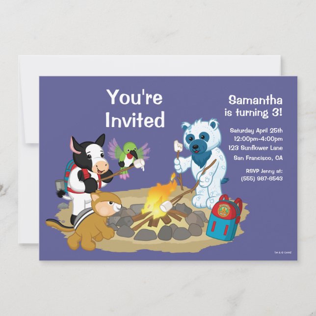 Invitation Webkinz| Marshmallows des feux de camp (Devant)