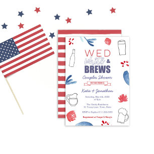 Invitation Wed White et Brews American Co-ed Wedding shower