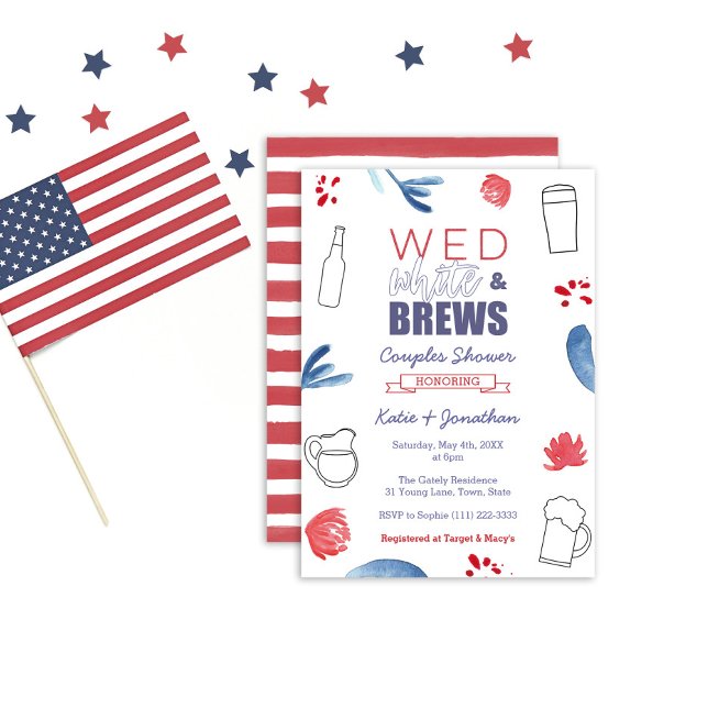 Invitation Wed White et Brews American Co-ed Wedding shower (Créateur téléchargé)