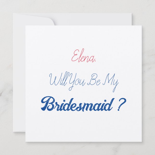 Invitation Wedding Bridesmaid 2024 Red Blue Proposal Kraft (Devant)