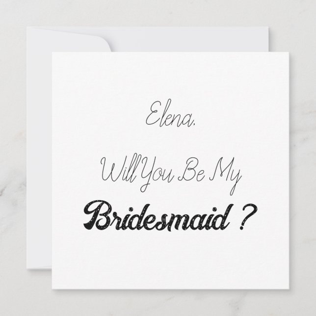Invitation Wedding Bridesmaid 2024 Simple Proposal Elegant (Devant)