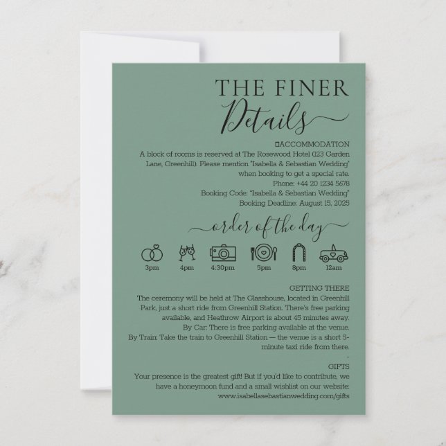 Invitation Wedding Cadet Blue Green Finer Details (Devant)