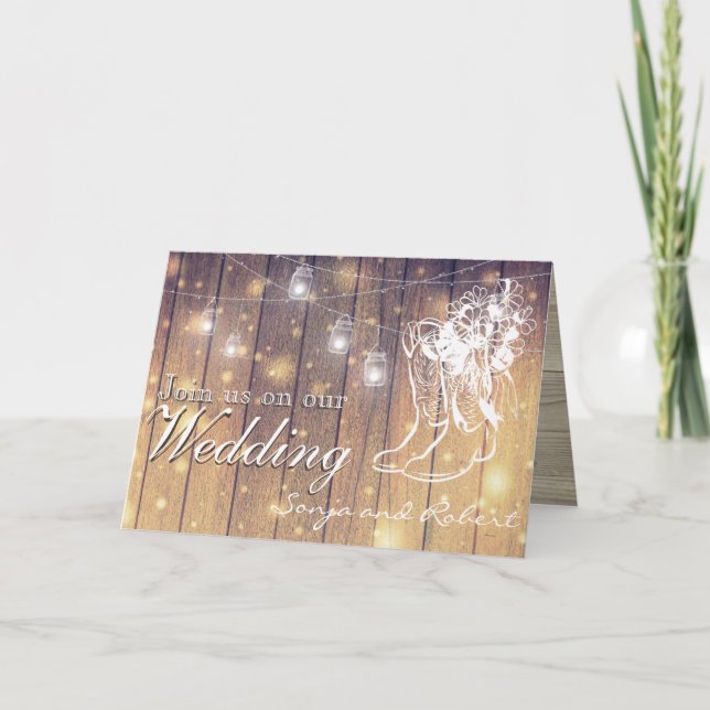 Invitation Wedding Invite - Mason jars and cowboy boots (Devant)