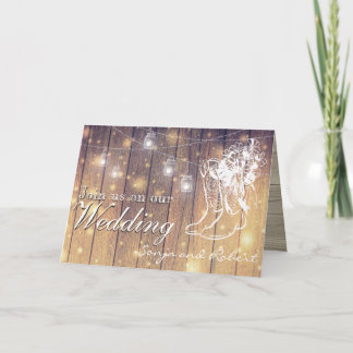Invitation Wedding Invite - Mason jars and cowboy boots